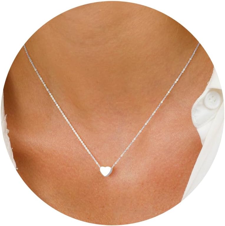 Ieftop Valentines Birthday Gifts for Women Teen Girls - Dainty 14K Gold/Silver Plated Cute Heart Handmade Disc Circle Bee Choker Adjustable Necklace for Women Teenage Girl Trendy Jewelry - Image 1